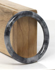 Baikalla Black Wuji "Traditional Round" Jadeite Jade Bangle Bracelet (55.5mm)
