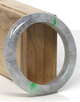 Baikalla Black Sesame Wuji & Vibrant Green Flowers Jadeite Jade "Half Round" Bangle Bracelet (57mm)