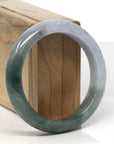 Baikalla Light Lavender & Deep Oil-Green Jadeite Jade "Half Round" Bangle Bracelet (56.4mm)