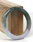 Baikalla Light Lavender & Deep Oil-Green Jadeite Jade "Half Round" Bangle Bracelet (56.4mm)