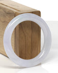 Baikalla Icy White Moonlight "Traditional Round" Jadeite Jade Bangle Bracelet (50mm)