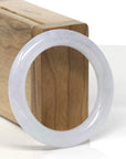 Baikalla Icy White Moonlight "Traditional Round" Jadeite Jade Bangle Bracelet (50mm)