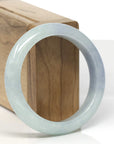 Baikalla Light Green W/ Blue-Lavender Patches Jadeite Jade "Half Round" Bangle Bracelet (55.6mm)