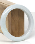 Baikalla White-Green Jadeite Jade "Half Round" Bangle Bracelet (60.5mm)