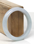 Baikalla White-Green W/ Sajin (Golden Dust) Jadeite Jade "Half Round" Bangle Bracelet (56mm)