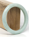 Baikalla Light Apple-Green Jadeite Jade "Half Round" Bangle Bracelet (60.4mm)