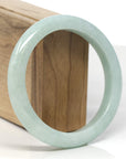 Baikalla Light Apple-Green Jadeite Jade "Half Round" Bangle Bracelet (60.4mm)