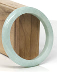 Baikalla Light Apple-Green Jadeite Jade "Half Round" Bangle Bracelet (60.4mm)