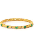 Baikalla 18ky Gold & Natural Imperial Green Jadeite Jade Bangle W/ Colorful Gems