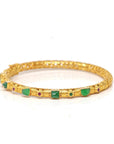 Baikalla 18ky Gold & Natural Imperial Green Jadeite Jade Bangle W/ Colorful Gems