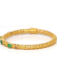 Baikalla 18ky Gold & Natural Imperial Green Jadeite Jade Bangle W/ Colorful Gems