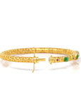 Baikalla 18ky Gold & Natural Imperial Green Jadeite Jade Bangle W/ Colorful Gems