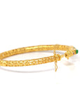 Baikalla 18ky Gold & Natural Imperial Green Jadeite Jade Bangle W/ Colorful Gems