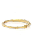High-End Natural Imperial Green Jadeite Jade 18ky Gold "Bamboo" Bangle Bracelet W/ Natural Diamonds