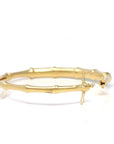High-End Natural Imperial Green Jadeite Jade 18ky Gold "Bamboo" Bangle Bracelet W/ Natural Diamonds