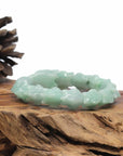 Baikalla Natural Light Apple-Green Jadeite Jade "Dragon" Bead Bracelet