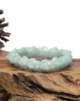 Baikalla Natural Light Apple-Green Jadeite Jade "Dragon" Bead Bracelet