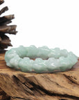 Baikalla Natural Light Apple-Green Jadeite Jade "Dragon" Bead Bracelet