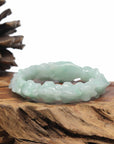Baikalla Natural Light Apple-Green Jadeite Jade "Dragon" Bead Bracelet