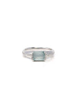 Baikalla Natural Icy Light Blue Jadeite Jade 18kw Gold Ring W/ Natural Diamonds