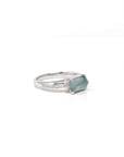 Baikalla Natural Icy Light Blue Jadeite Jade 18kw Gold Ring W/ Natural Diamonds