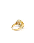 Baikalla Natural Yellow & Imperial Green Jadeite Jade "Ping An Kou" 18ky Gold Ring