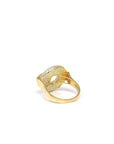 Baikalla Natural Yellow & Imperial Green Jadeite Jade "Ping An Kou" 18ky Gold Ring