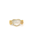 Baikalla Natural Icy Jadeite Jade 18ky Gold Heart Ring W/ Natural Diamonds