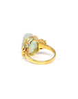 Baikalla Natural Icy Light Green Jadeite Jade "PiXiu" 18ky Gold Ring W/ Natural Diamonds
