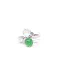 Baikalla Natural Imperial Green & Icy Jadeite Jade Cabochon 18kw Gold Ring W/ Natural Diamonds