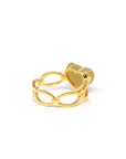 Baikalla Natural Yellow Jadeite Jade 18ky Gold Heart Ring