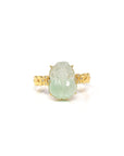 Baikalla Natural Icy Light Green Jadeite Jade "PiXiu" 18ky Gold Ring W/ Natural Diamonds