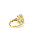 Baikalla Natural Icy Light Green Jadeite Jade "PiXiu" 18ky Gold Ring W/ Natural Diamonds