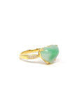 Baikalla Natural Vibrant Green Patch Jadeite Jade 18ky Gold Heart Ring