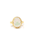 Baikalla Natural Icy Green Patch Jadeite Jade "PiXiu" 18ky Gold Ring W/ Natural Diamonds