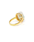 Baikalla Natural Icy Green Patch Jadeite Jade "PiXiu" 18ky Gold Ring W/ Natural Diamonds