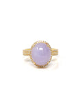 Baikalla Natural Lavender Jadeite Jade Oval Cabochon 18ky Gold Ring W/ Natural Diamonds