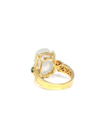 Baikalla Natural Icy Jadeite Jade "PiXiu" 18ky Gold Ring W/ Natural Diamonds