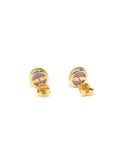 Baikalla Natural Lavender Jadeite Jade 18ky Gold Stud Earrings