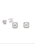 Baikalla Natural Icy Jadeite Jade 18kw Gold Stud Earrings W/ Natural Diamonds