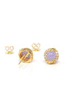 Baikalla 18ky Gold Natural Lavender Jadeite Jade Stud Earrings W/ Natural Diamonds