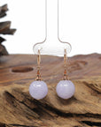 Baikalla Natural Lavender Jadeite Jade Dangle Earrings W/ 18kr Gold & Natural Diamonds