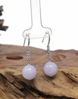 Baikalla Natural Lavender Jadeite Jade Dangle Earrings W/ 18kw Gold & Natural Diamonds