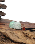 Baikalla PiXiu "Fortune Beast" Natural White & Green Jadeite Jade Pendant Necklace