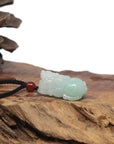 Baikalla PiXiu "Fortune Beast" Natural White & Green Jadeite Jade Pendant Necklace