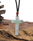 Baikalla Natural Apple-Green & Grey Wuji Jadeite Jade Cross Pendant