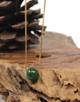 Baikalla "Good Luck Button" Deep Green Nephrite Jade TongTong Pendant Necklace