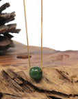 Baikalla "Good Luck Button" Deep Green Nephrite Jade TongTong Pendant Necklace