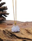 Baikalla 18K Yellow Gold "Lotus Flower" Natural Lavender Jadeite Jade Pendant
