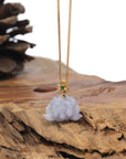 Baikalla 18K Yellow Gold "Lotus Flower" Natural Lavender Jadeite Jade Pendant W/ Natural Diamonds
